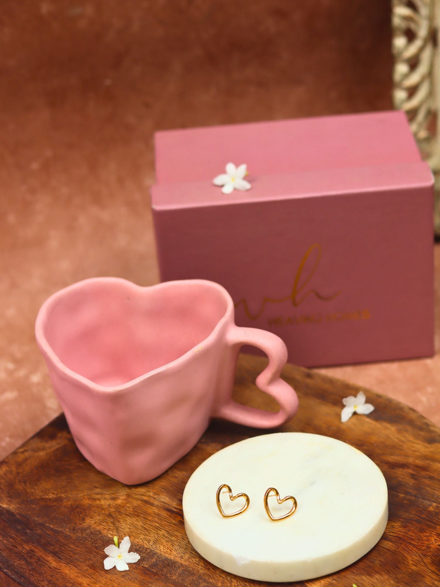 Dusty Pink Heart Shaped Karva Chauth hamper handmade in india