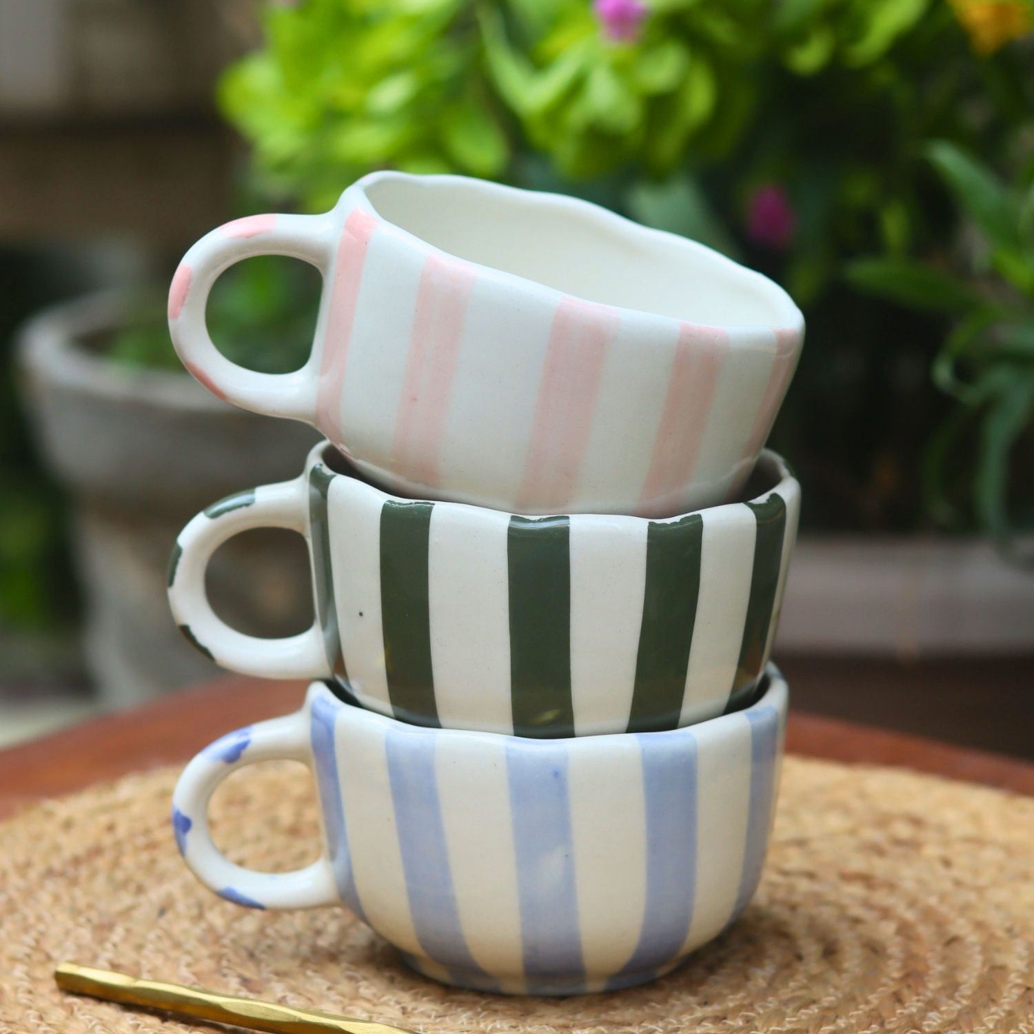 Set of 3 - The Striped Mugs combo made by ceramic