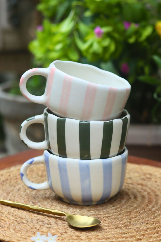 Set of 3 - The Striped Mugs combo made by ceramic