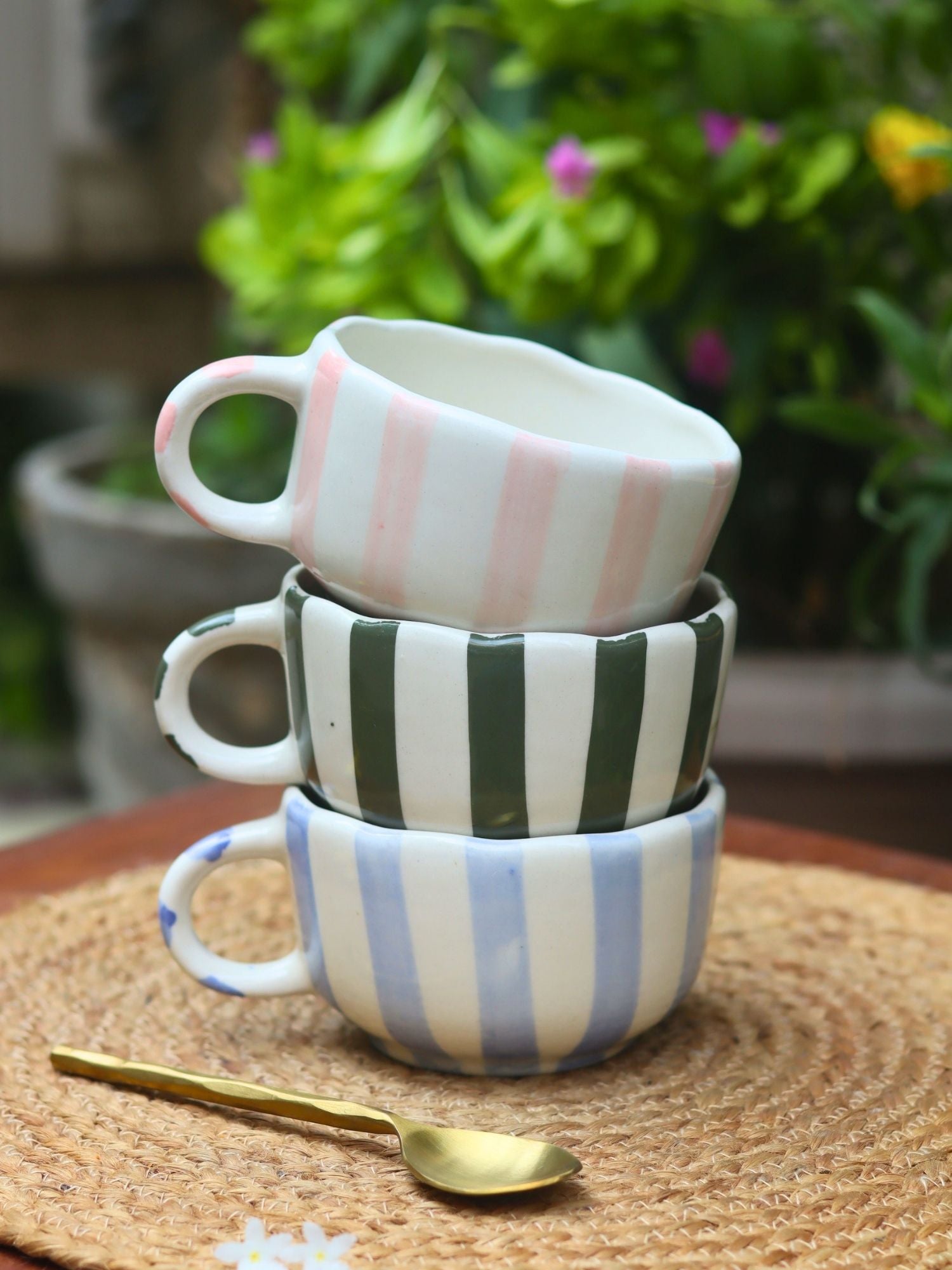 Set of 3 - The Striped Mugs combo made by ceramic