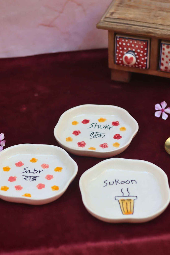 Set of 3 - Sabr, Shukr & Sukoon handmade dessert plates combo
