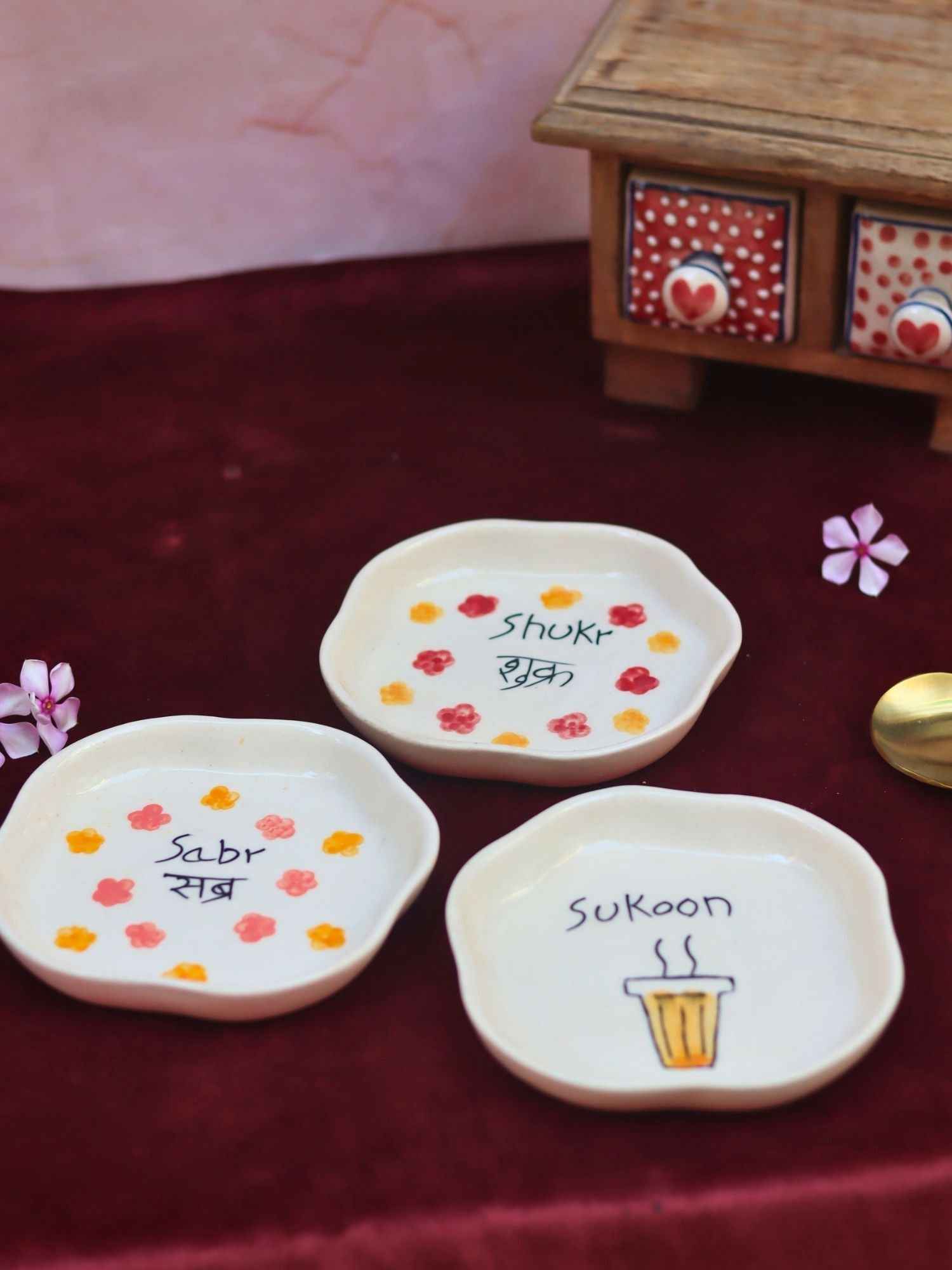 Set of 3 - Sabr, Shukr & Sukoon handmade dessert plates combo