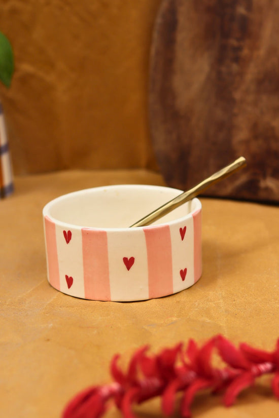 Striped heart Bowl handmade in India