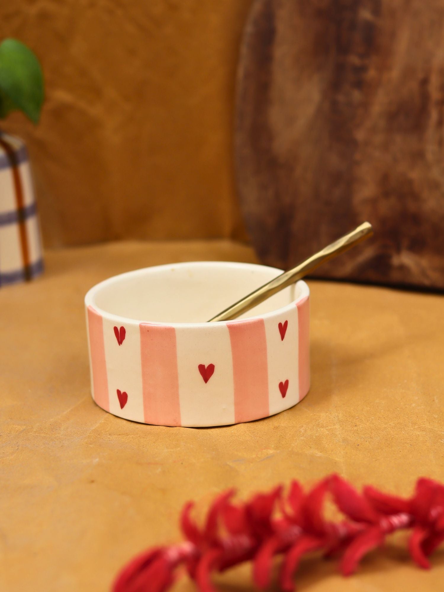 Striped heart Bowl handmade in India