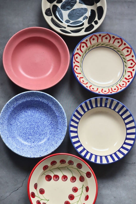 Set of 6 (Handpainted & Neutral) Pasta Plate for the price of 5 handmade in india