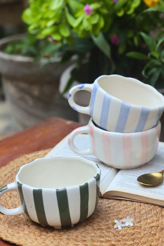 Set of 3 - The Striped Mugs combo handmade in India