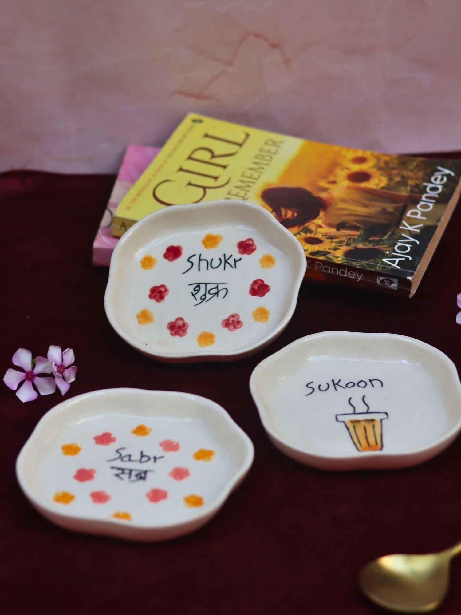 Set of 3 - Sabr, Shukr & Sukoon handmade dessert plates combo