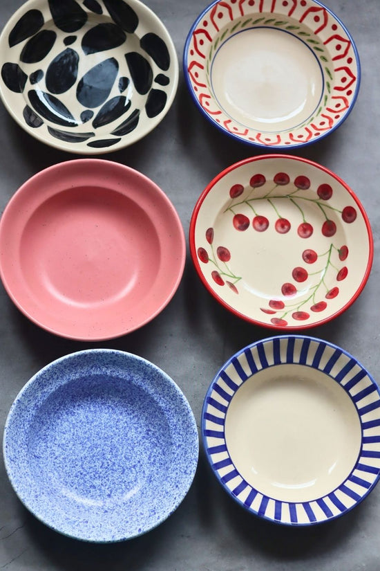 Set of 6 (Handpainted & Neutral) Pasta Plate for the price of 5 made by ceramic