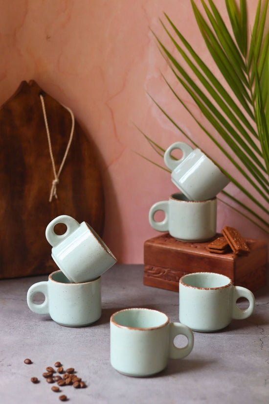 Mint Green Tea Cups - Set of 6 with premium quality material