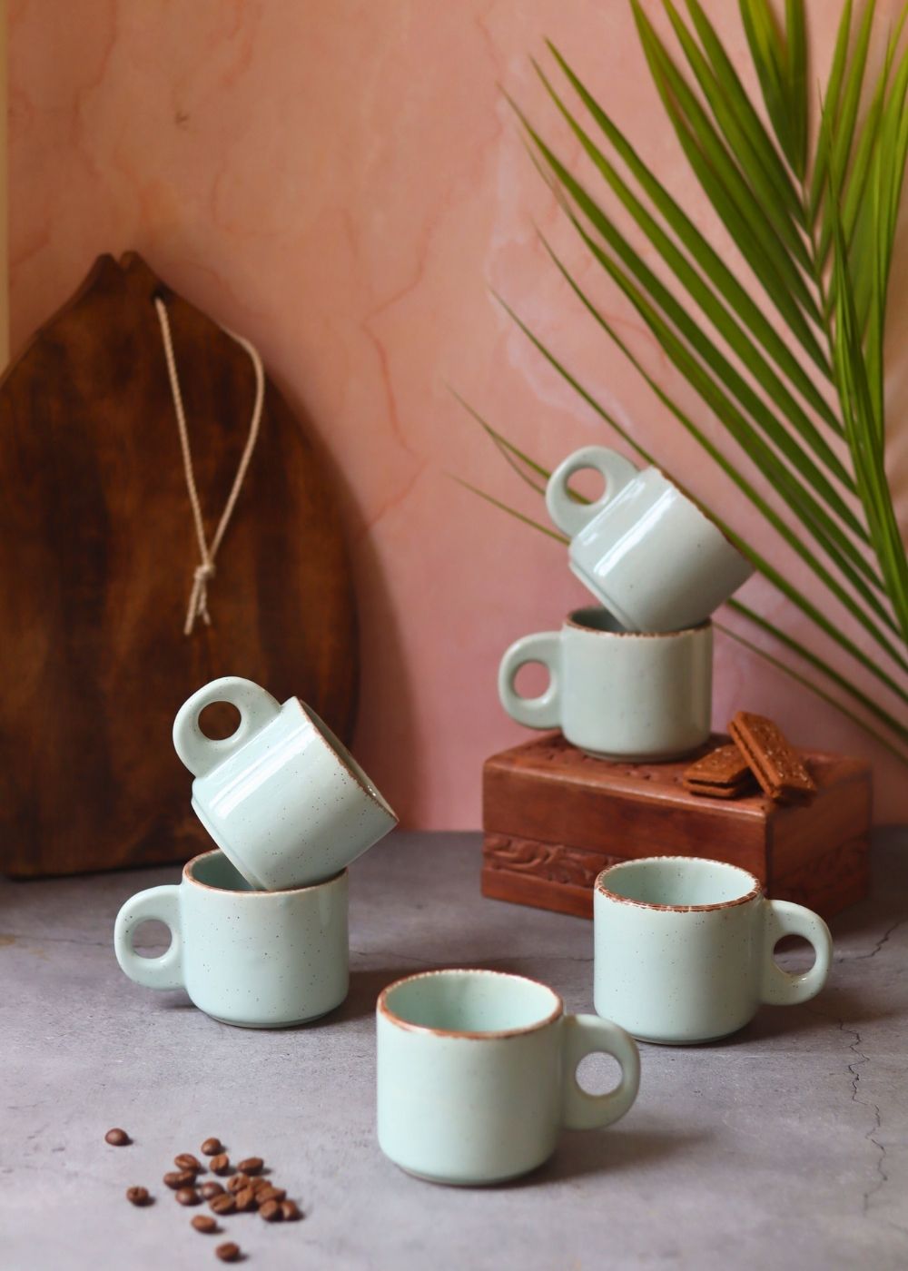 Mint Green Tea Cups - Set of 6 with premium quality material