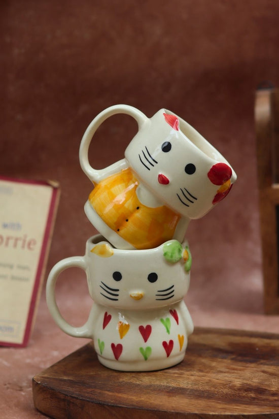 handmade Set of 2 - Hello Kitty & modern Kitty Mugs combo