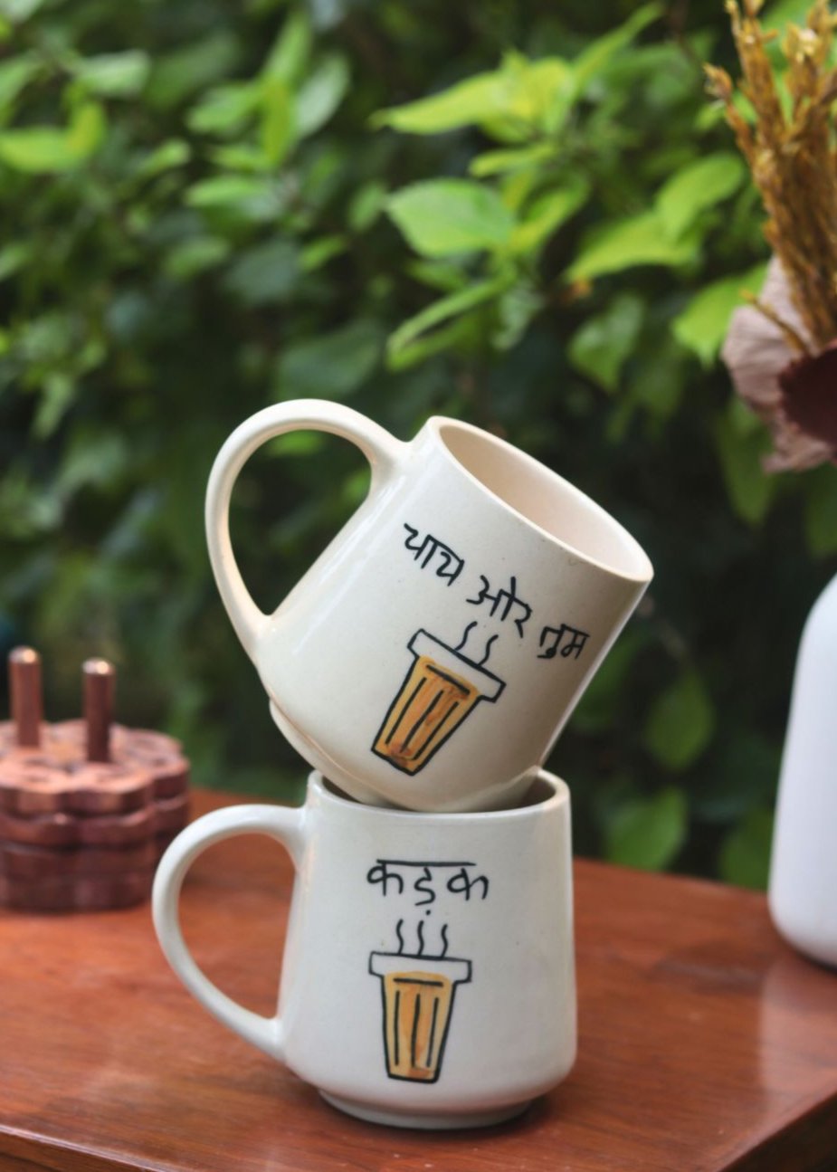 Set of 2 - Kadak & Chai or Tum Mug - The Chai Lover Edit handmade in india