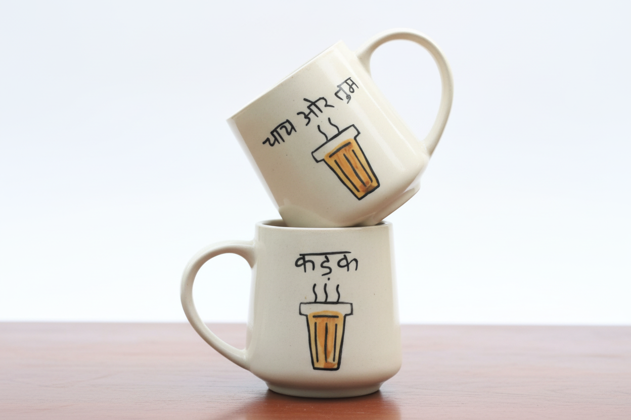 Set of 2 - Kadak & Chai or Tum Mug - The Chai Lover Edit