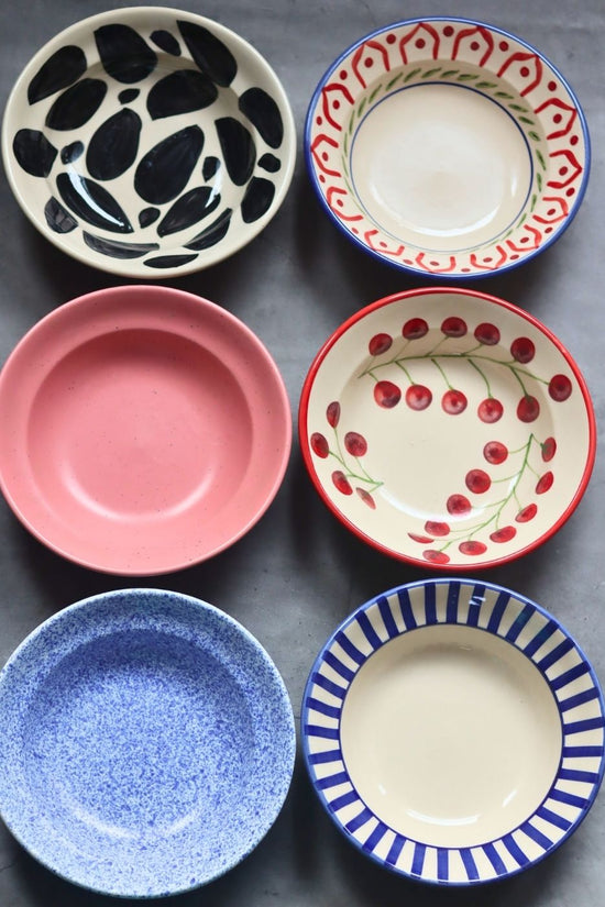 Handmade Set of 6 (Handpainted & Neutral) Pasta Plate for the price of 5