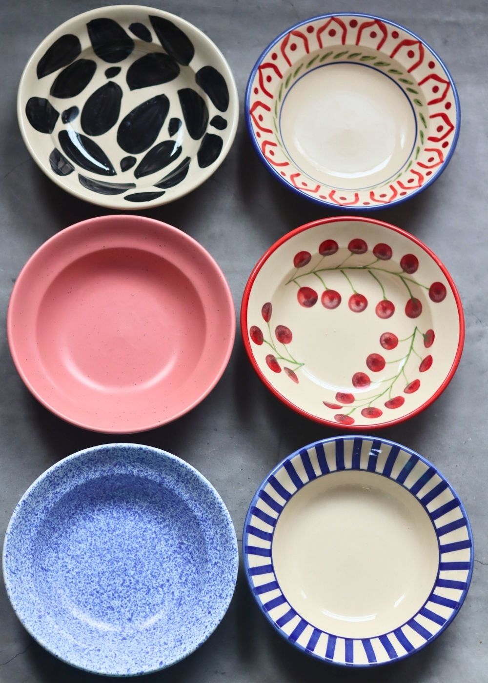 Handmade Set of 6 (Handpainted & Neutral) Pasta Plate for the price of 5