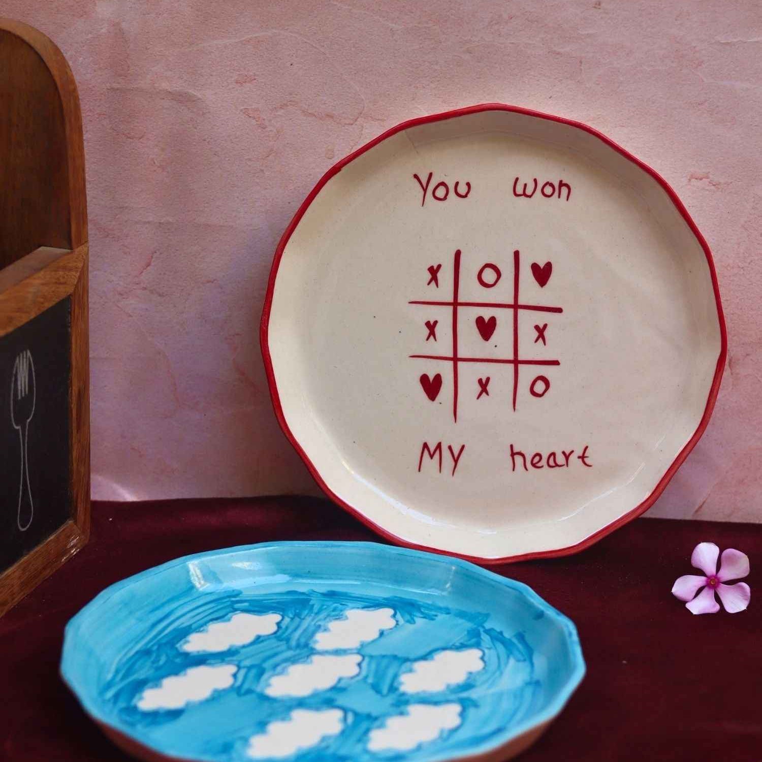 Set of 2 - You won my heart & Cloud plate combo