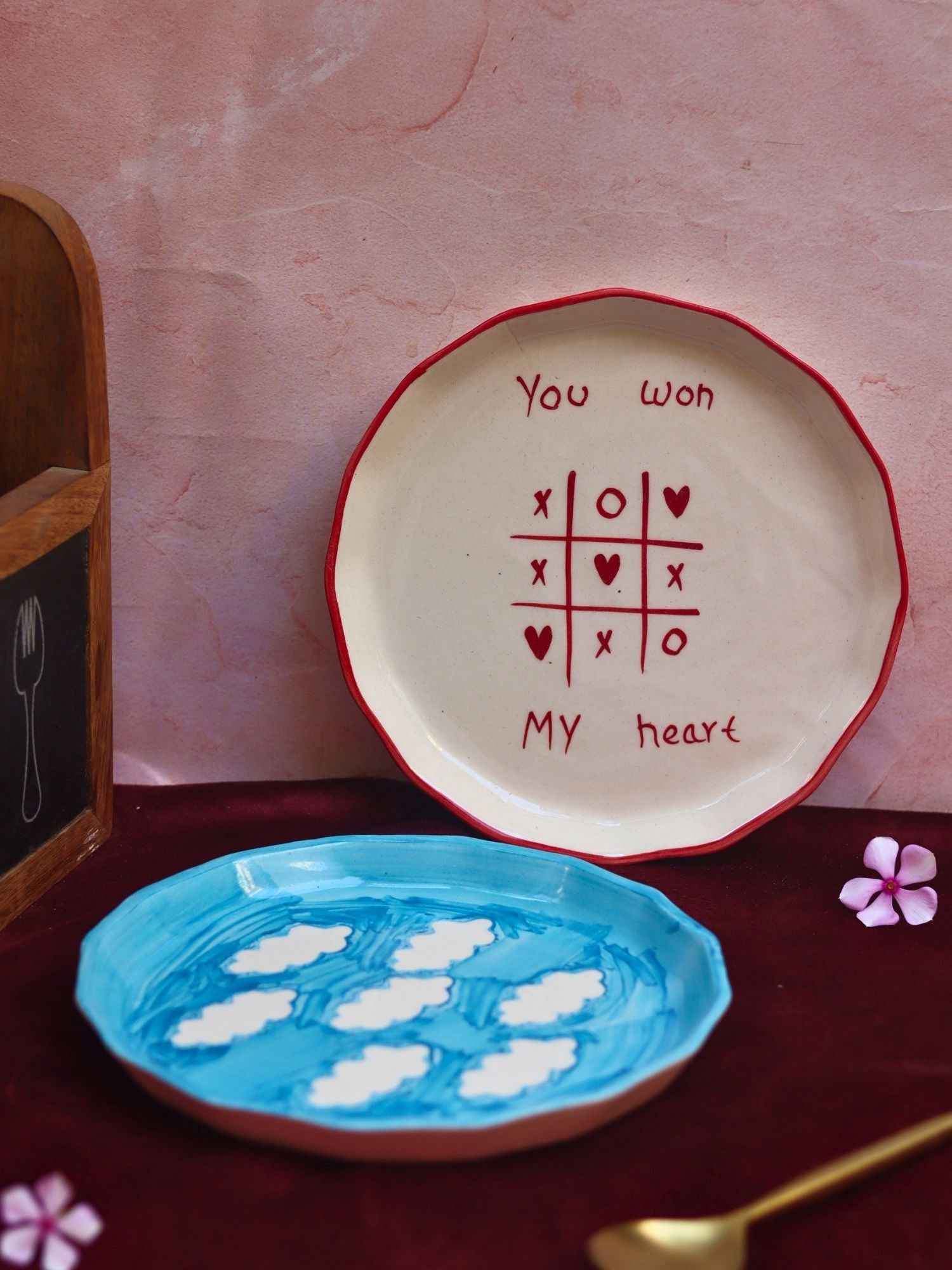 Set of 2 - You won my heart & Cloud plate combo