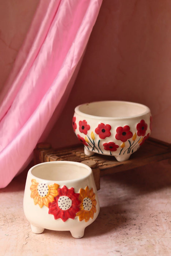 Handmade Poppy Fields & Flower Bliss Planter