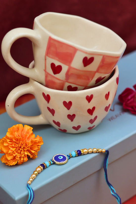 Heart & Chequered Heart in a Gift box with Rakhi with premium quality material