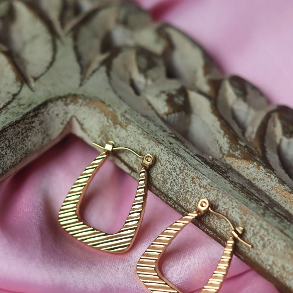 Anti tarnish Glittery Gold Layered Drop Earrings