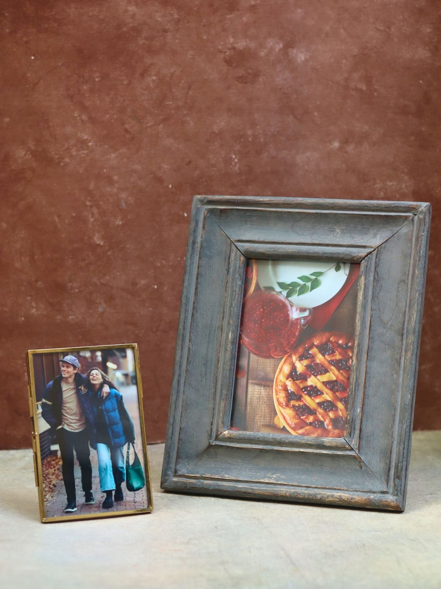 handmade Set of 2 - Rustic Grey Wooden Frame & Minimal Glass Frame combo