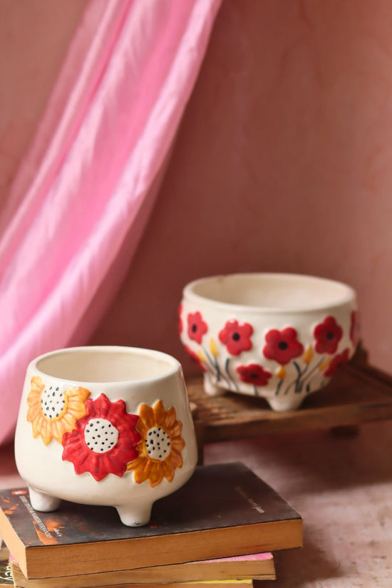 Poppy Fields & Flower Bliss Planter made by ceramic