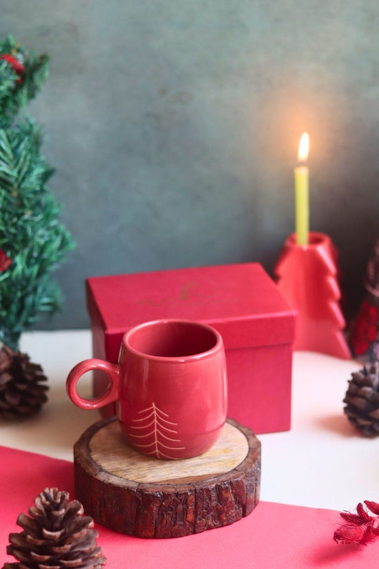 Christmas Tree Cuddle Mug - Red in a Gift Box with premium quality material