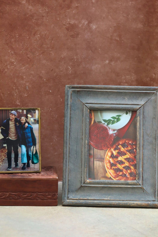 Set of 2 - Rustic Grey Wooden Frame & Minimal Glass Frame combo made by wood