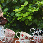 Set of 6 Heart & Polka Mugs (for the price of 5) made by ceramic