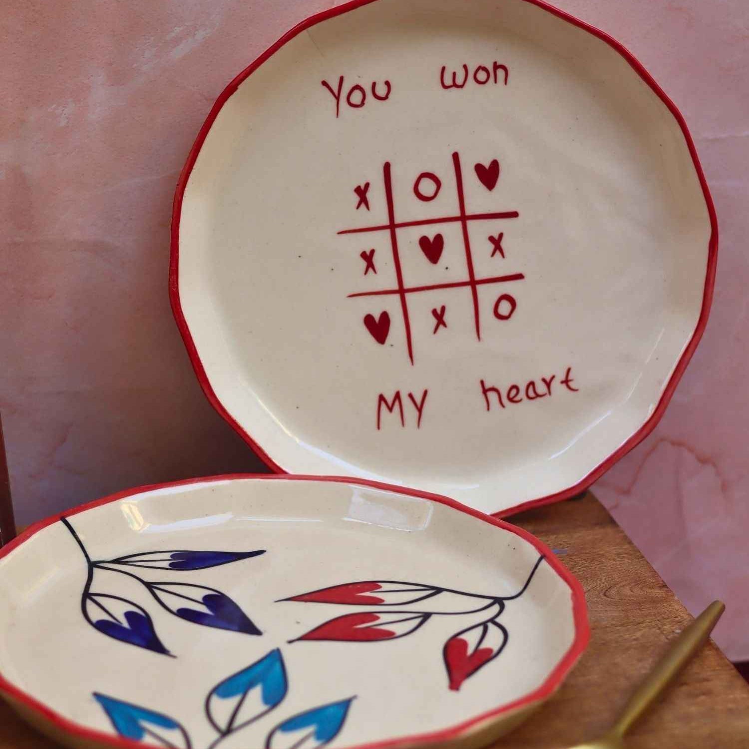 Set of 2 - You won my heart & Petals plate combo
