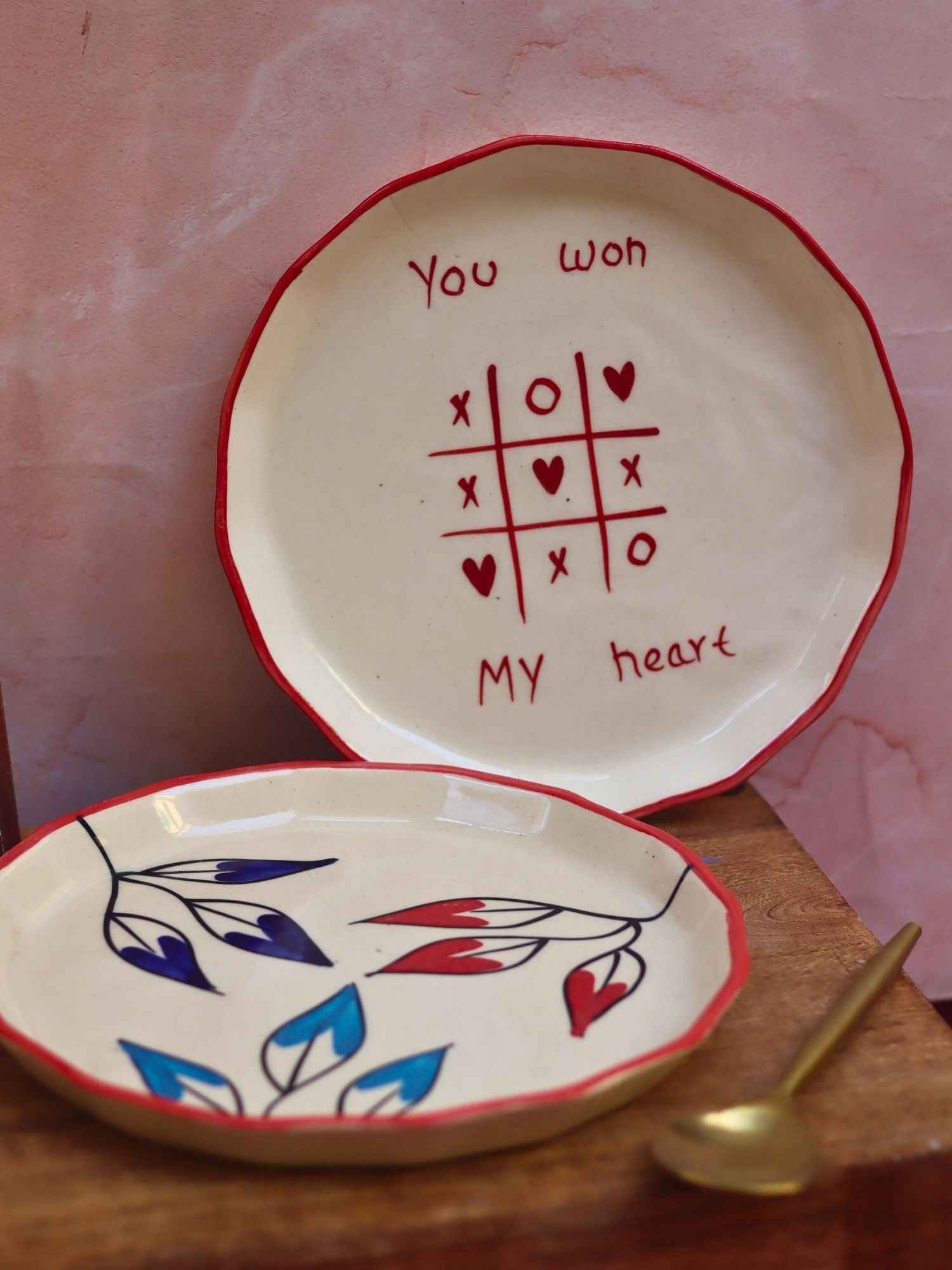 Set of 2 - You won my heart & Petals plate combo