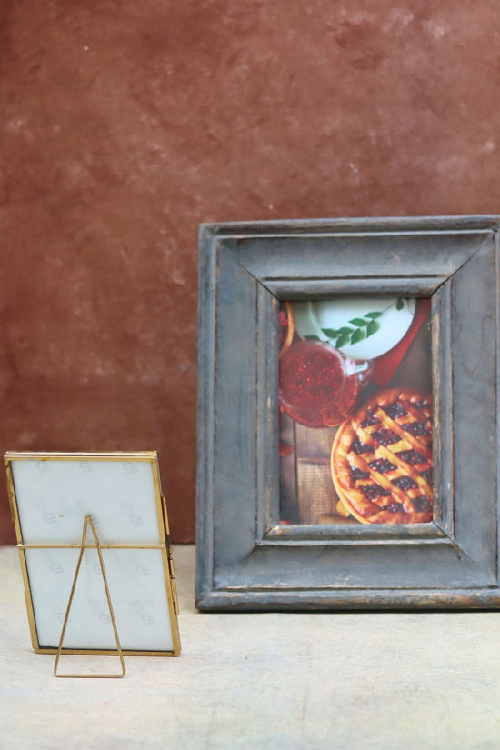 Set of 2 - Rustic Grey Wooden Frame & Minimal Glass Frame combo with premium quality maerial