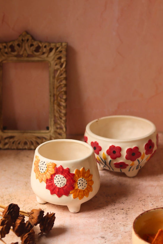 Poppy Fields & Flower Bliss Planter handmade in India