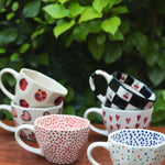 Set of 6 Heart & Polka Mugs (for the price of 5) handmade in india