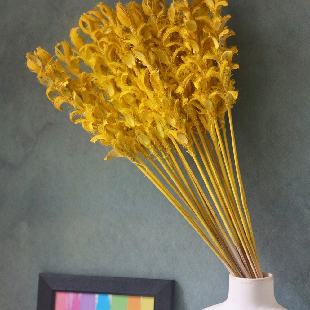 Yellow ginger flower bunch in vase 