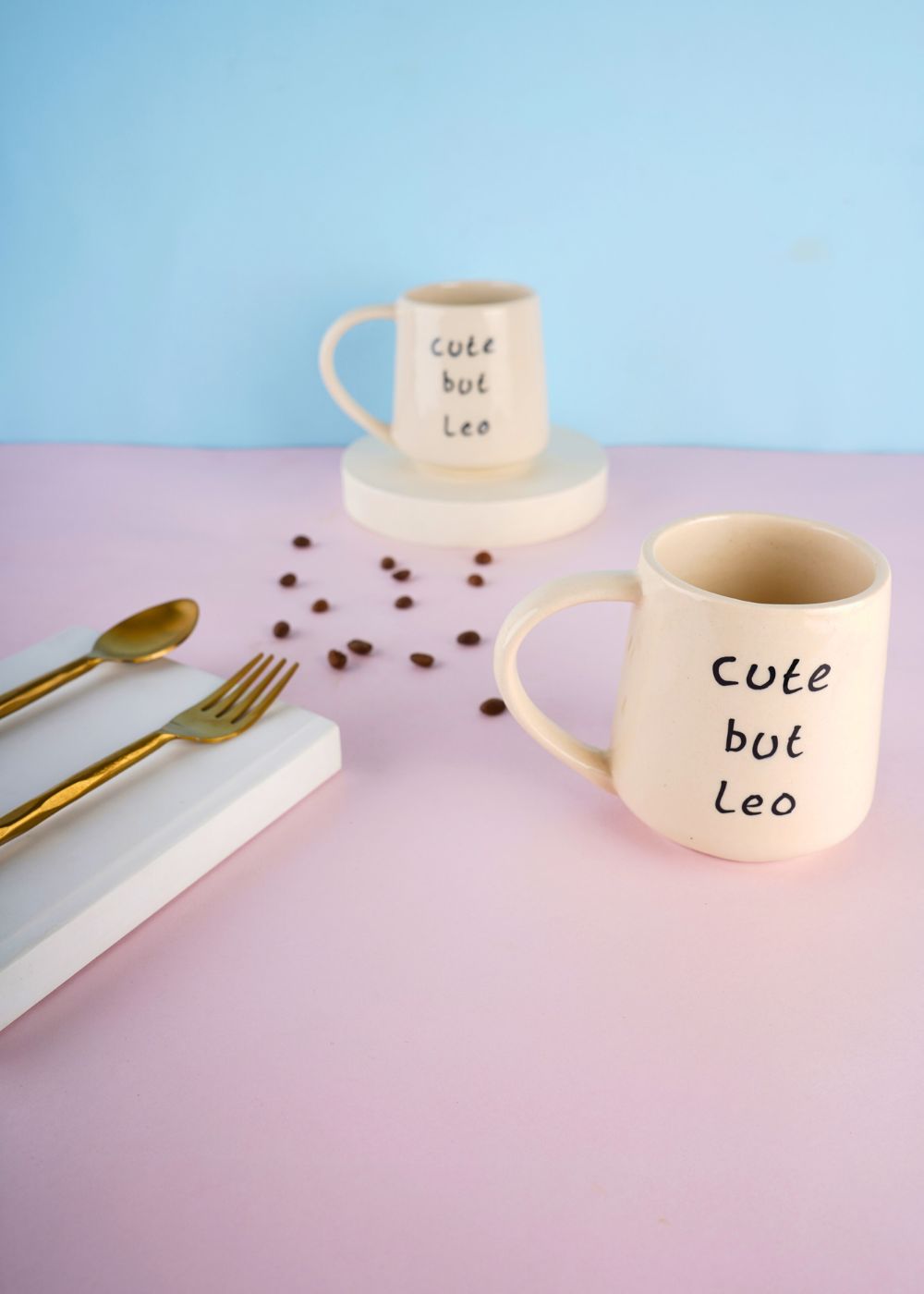 cute but leo mug made by ceramic 
