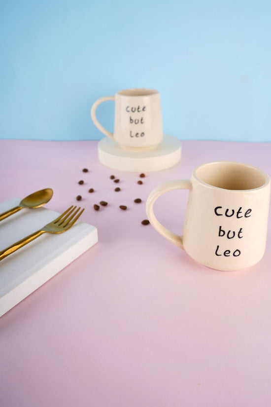 cute but leo mug made by ceramic 