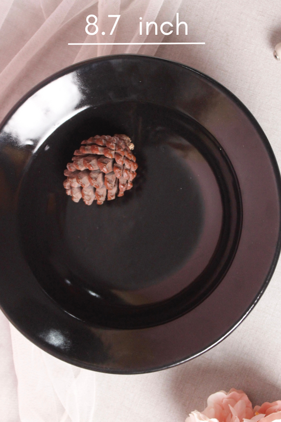 Black pasta plate height and breadth