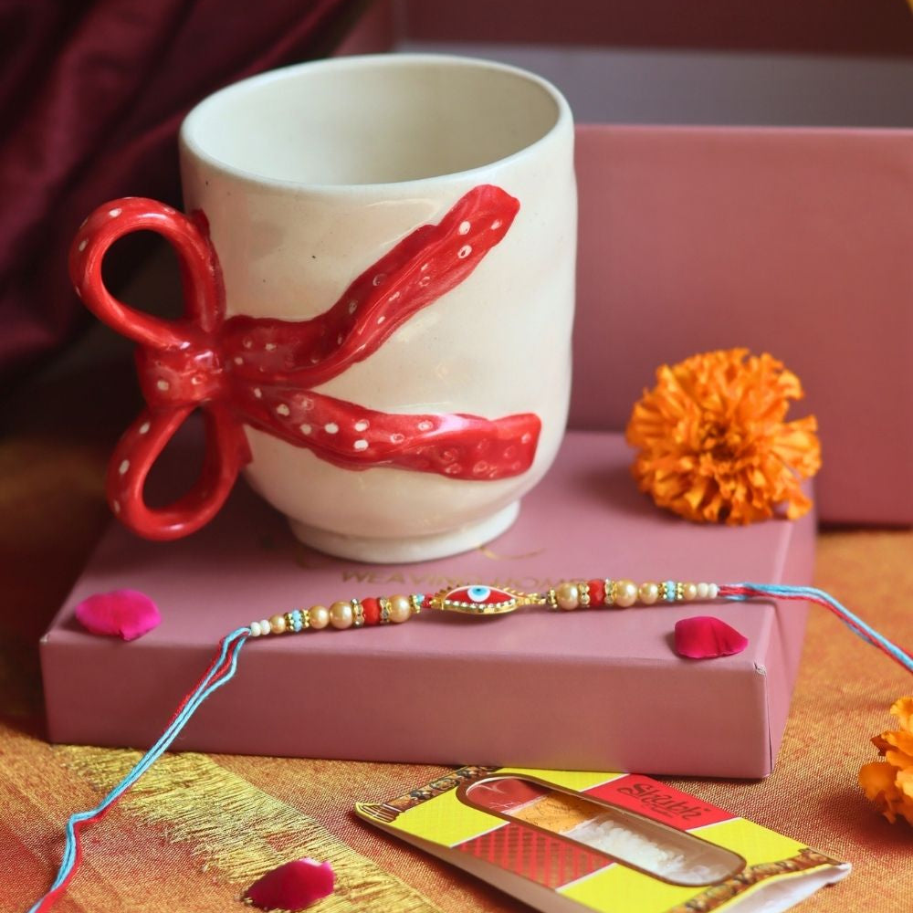 handmade Pinteresty Bow Mug Rakhi Gift Box