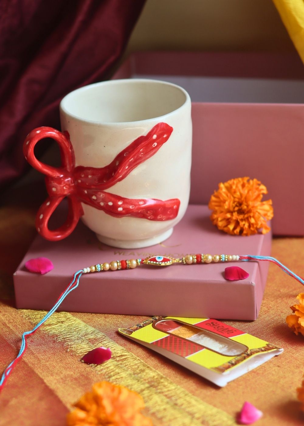 handmade Pinteresty Bow Mug Rakhi Gift Box