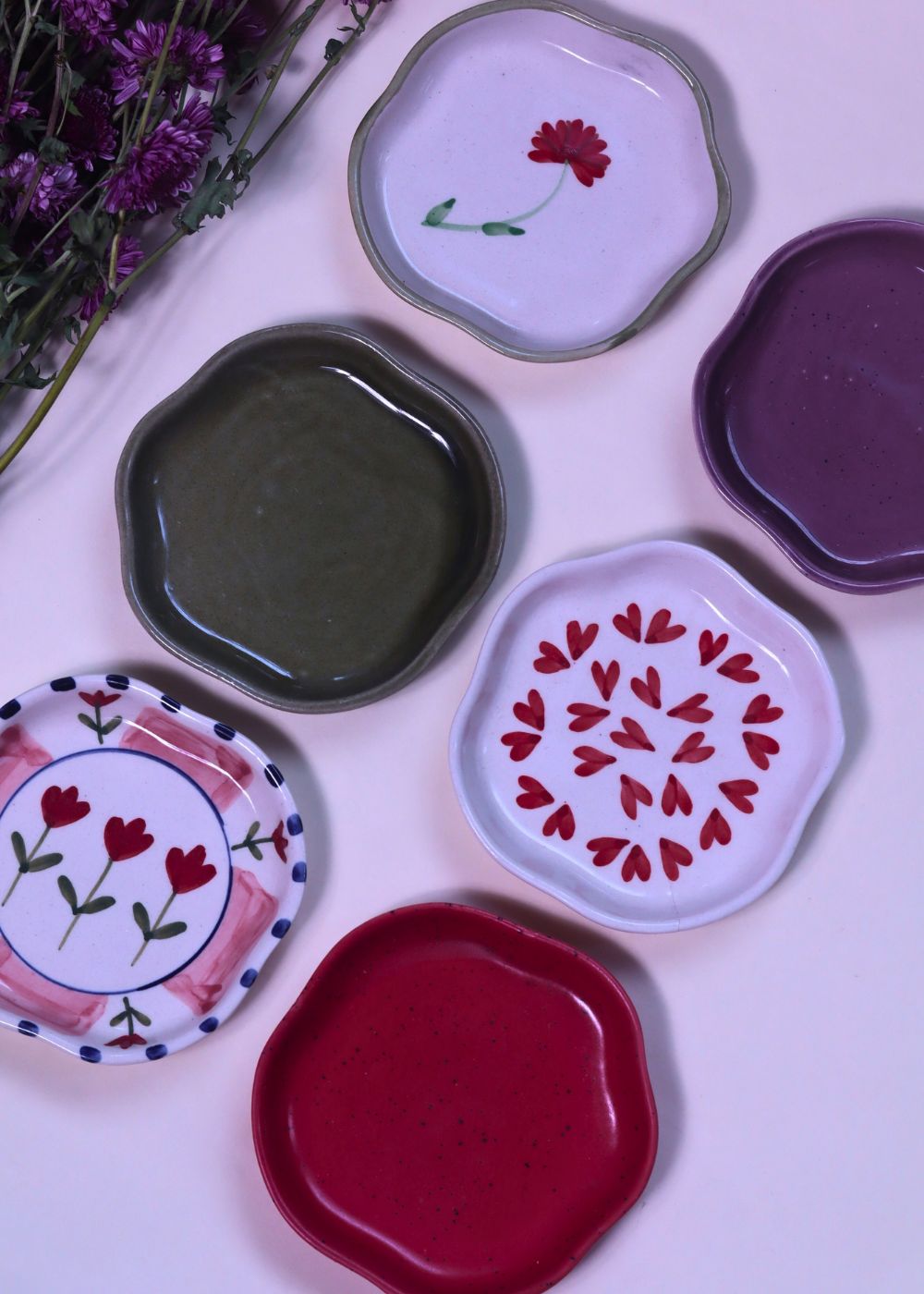 Set of 6 HandPainted & Neutrals Handmade Dessert Plate (for the price of 5) with premium quality material
