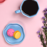set of two mug & dessert plate with ocean blue color