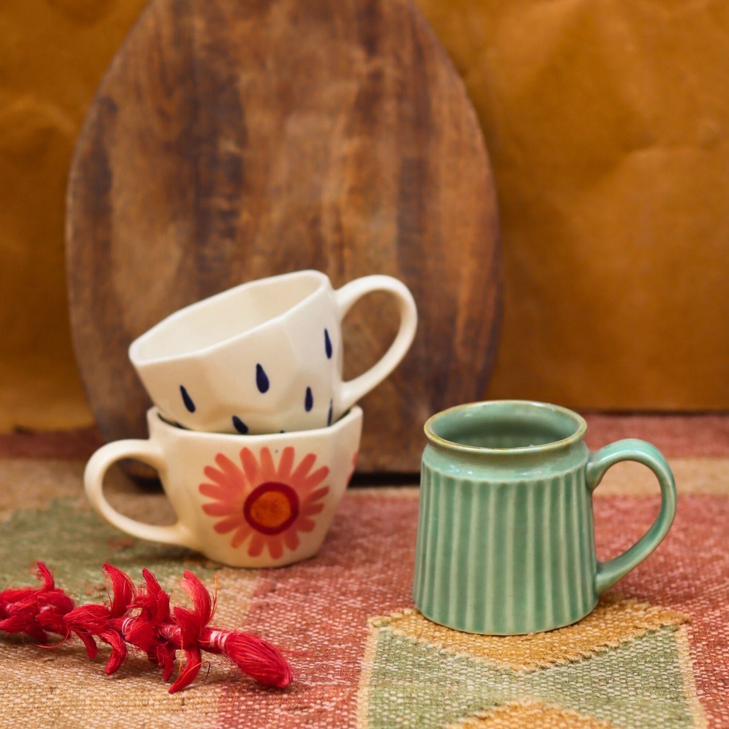 Set of 3 - Coffee Time Mugs combo made by ceramic
