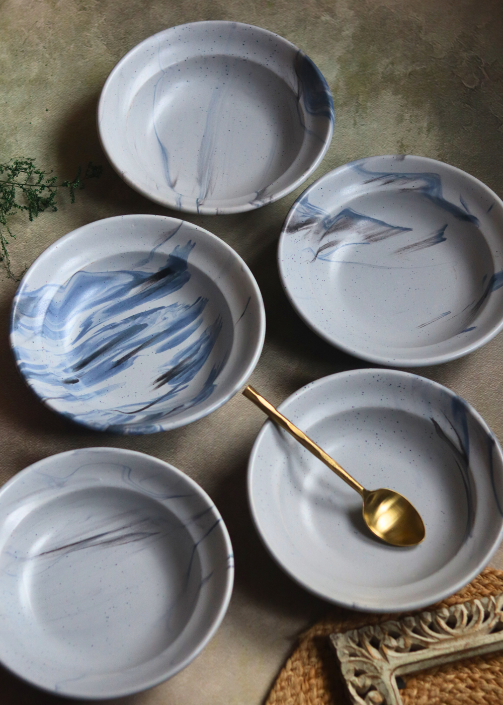 Grey & Blue Pasta Plates 