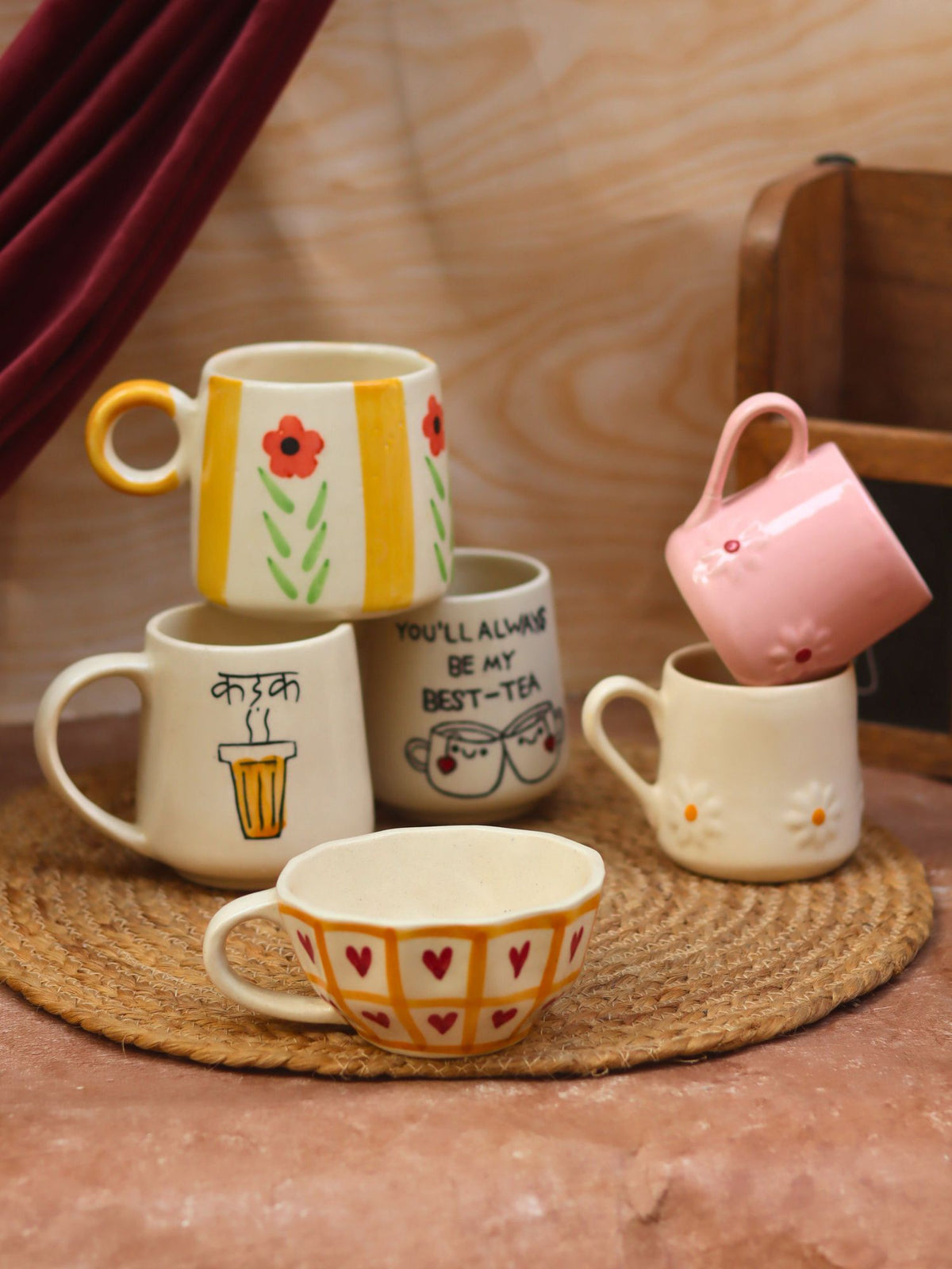 Set of 6 Aesthetic Brew Mugs (for the price of 5) made by ceramic