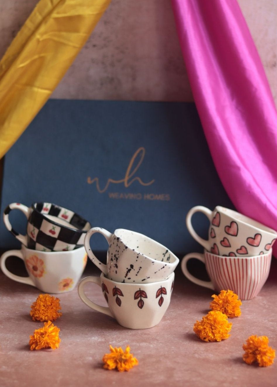 Set of 6  Artful Mugs (for the price of 5) Diwali Gift Box made by ceramic