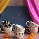 Set of 6  Artful Mugs (for the price of 5) Diwali Gift Box made by ceramic