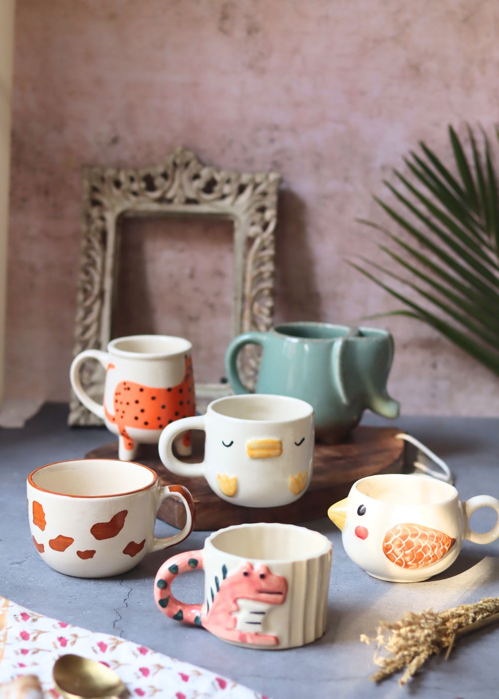 Set of 6 Animal Delight Mugs (for the price of 5) handmade in india