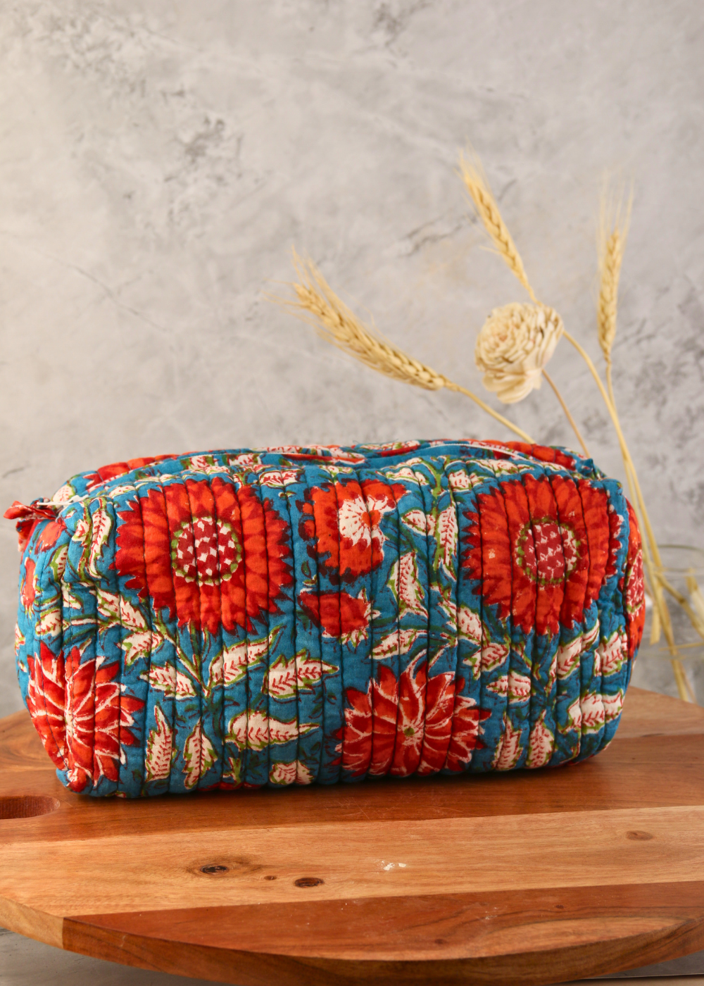 printed toiletry bag red 