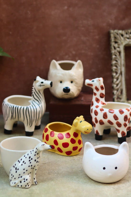Set of 6 Charming Animal Planters combo made by ceramic
